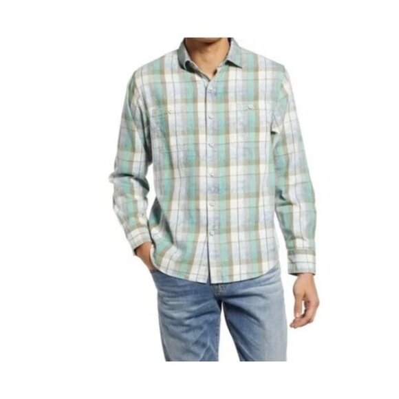 Tommy Bahama Mens Medium Walkabout Plaid Long Sleeve Button Front Shirt Air Blue - Picture 3 of 9